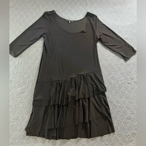 Tiana B. Black Long Sleeve Tiered Dress